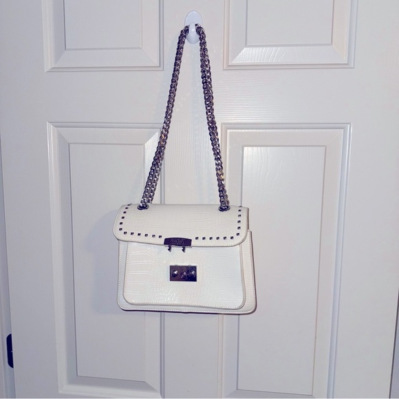Badgley Mischka White Croc-Embossed Shoulder Bag - Picture 3 of 4